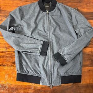Hugo Boss Men's Bomber Jacket Blue Size 42 Zip Closure Spring Casual‎